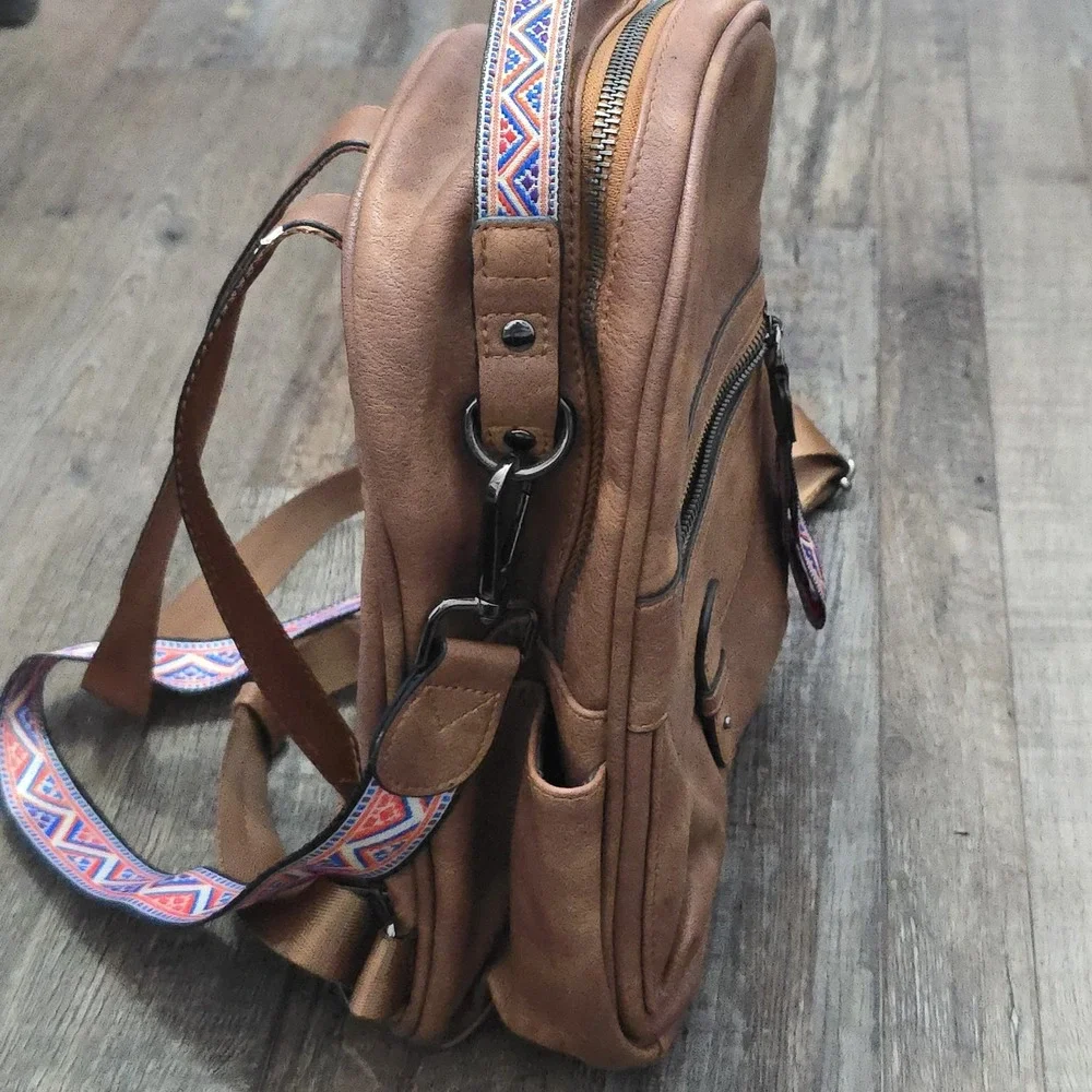 FADEON Backpack Purse Small Designer  Multicolored Strap Pockets Travel Festival